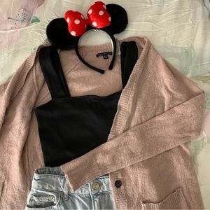 American Eagle pink long fitted cardigan